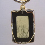 Pendant, Picture Jasper and Onyx, Wire Wrap, Sterling