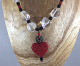 Necklace Quartz and  Red Cinnabar, Sterling