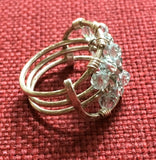 Ring, Sterling Wire Wrap, 10 Pale Blue, and 4 Crystal Swarovski, Size 8-1/2
