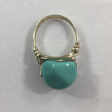 Ring, Sterling Wire Wrap, Turquoise Nugget Bead, Size 7-1/2