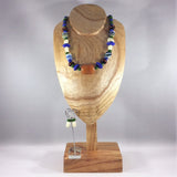 Something Chunky. Necklace with Wooden bead and white, blue and green glass and ceramic beads.  Earrings included.
