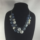 NEW, Necklace, Blue Hand Blown Glass Beads with Sterling chain