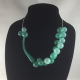 NEW, Necklace, Green Hand Blown Glass Beads with Sterling chain