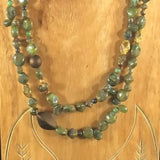 Necklace, 62" with Woodsy Color Green Beads.  Wrap-around.  62"